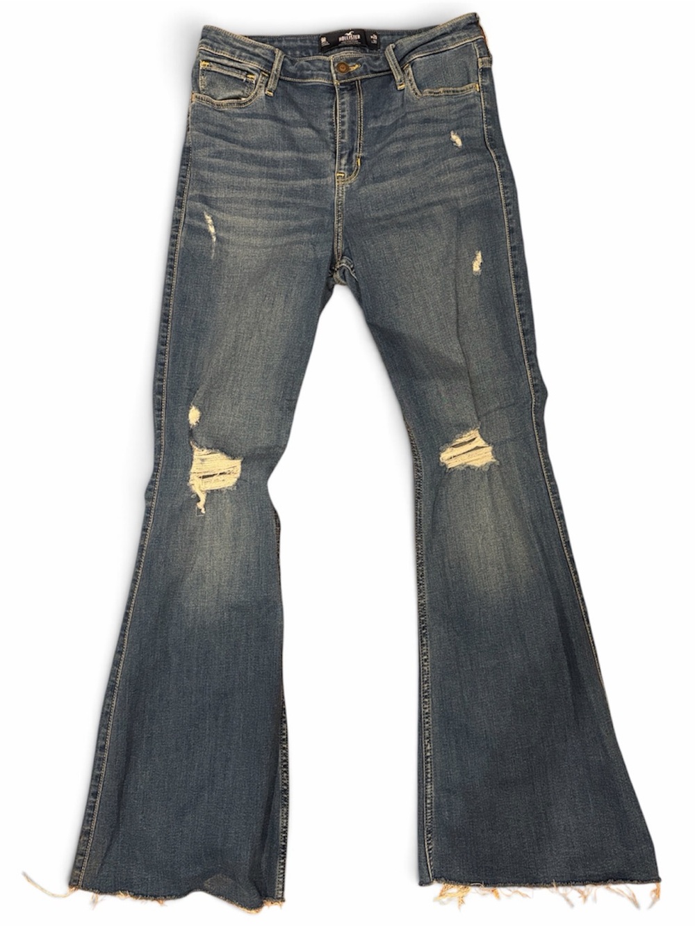 Hollister Distressed Flare Jeans - Blue 29 X 31
